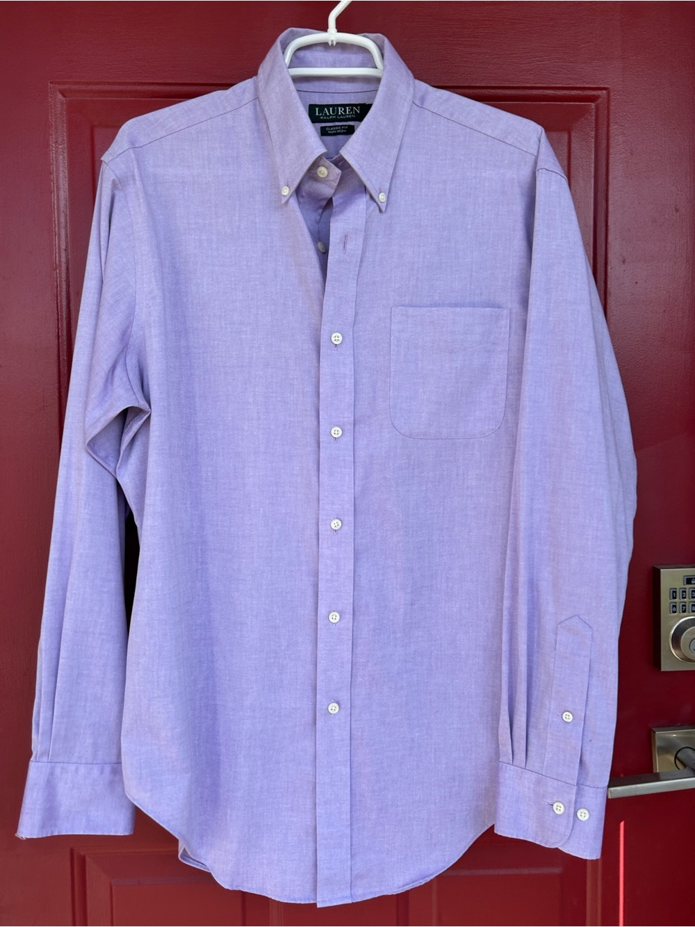 RALPH LAUREN s15.5 34/35 classic fit NON IRON Lavender Button-Down Dress Shirt